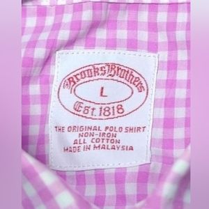 Brooks Brothers Pink White Plaid Button Up Mens Shirt Size M